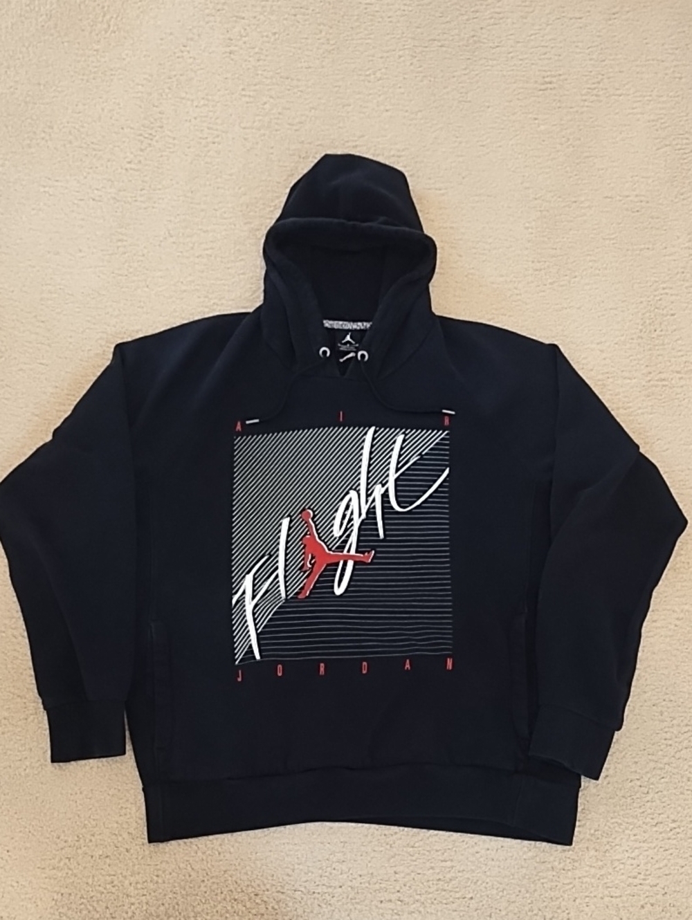 Jordan Black Hoodie Large  Red & White Flight Graphic